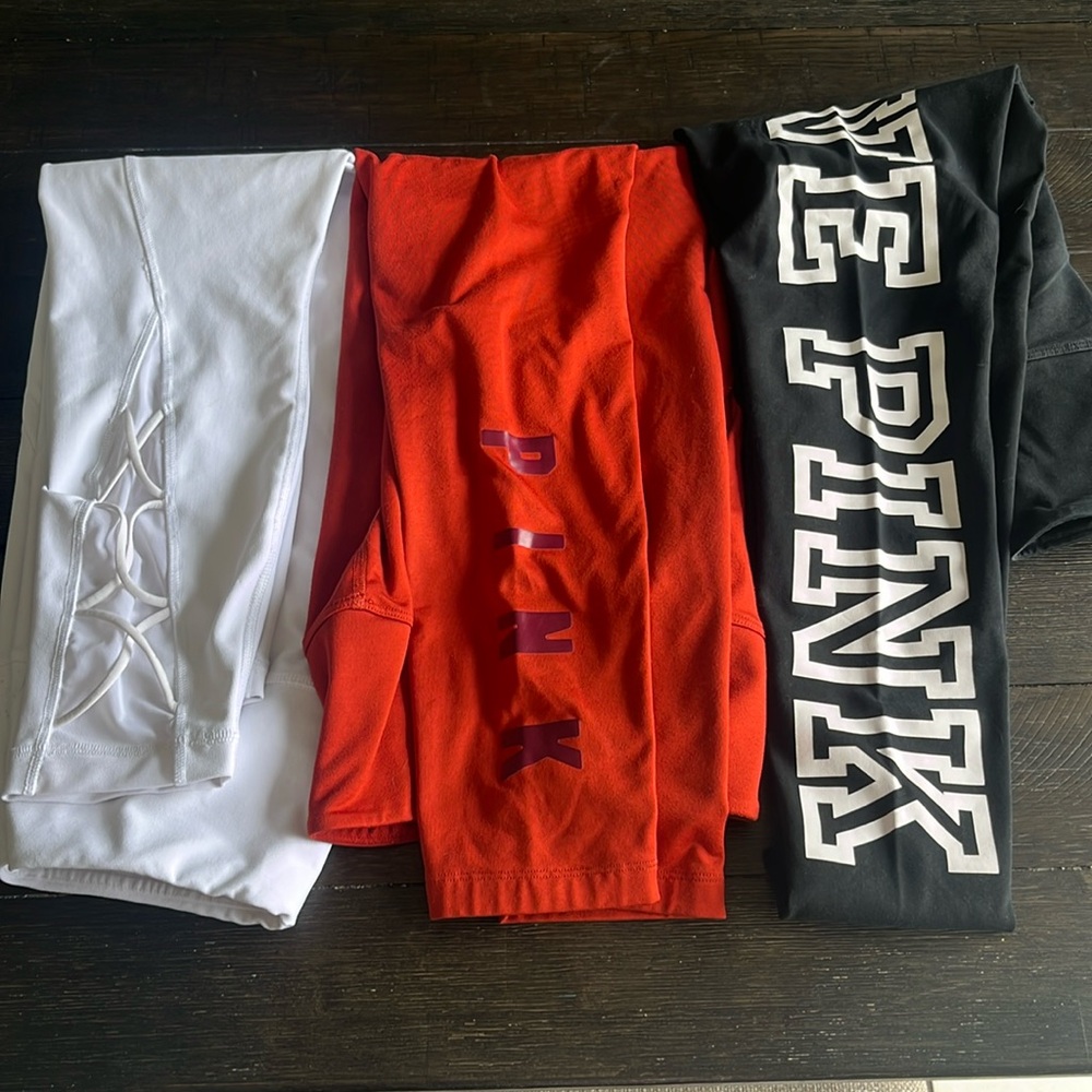 Medium leggings bundle. 2 PINK leggings and white leggings